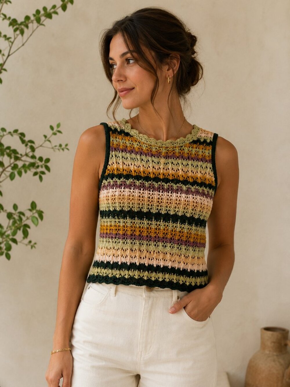Multicolor Fun Knit Sleeveless Top